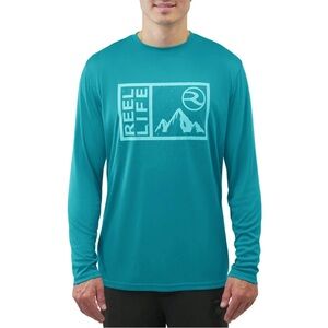 Men’s size extra large Reel Life rash guard Teal Graphic T-Shirt